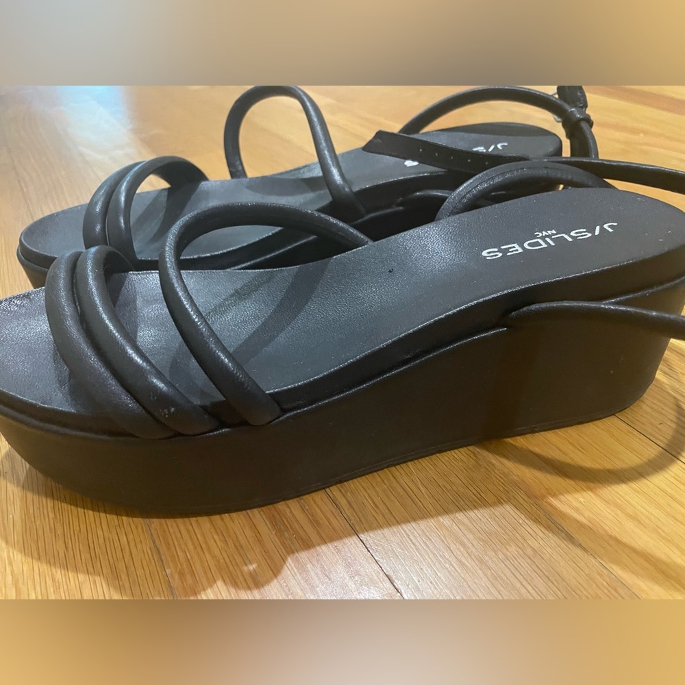 J/Slides NYC, never worn, black, platform sandals, sz 9 1/2